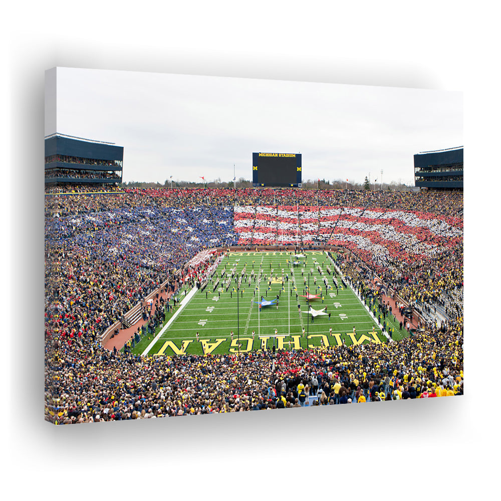 American Flag in Michigan Stadium, Stadium Canvas, Sport Art, Gift for him, Man Cave Decor, Art Print, Canvas Print Wall Art