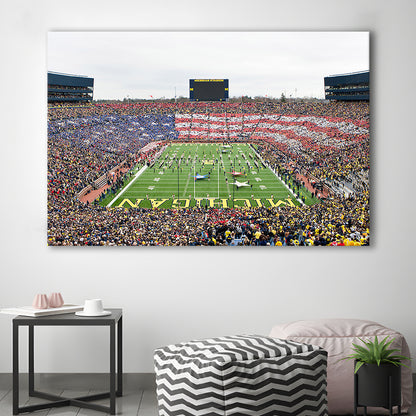 American Flag in Michigan Stadium, Stadium Canvas, Sport Art, Gift for him, Man Cave Decor, Art Print, Canvas Print Wall Art