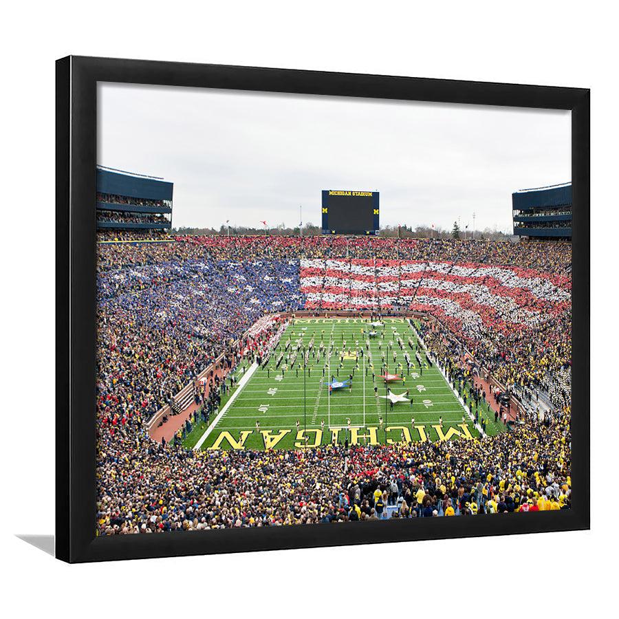 American Flag in Michigan Stadium, Stadium Canvas, Sport Art, Gift for him, Framed Art Print Wall Decor, Picture Framed