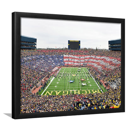 American Flag in Michigan Stadium, Stadium Canvas, Sport Art, Gift for him, Framed Art Print Wall Decor, Picture Framed