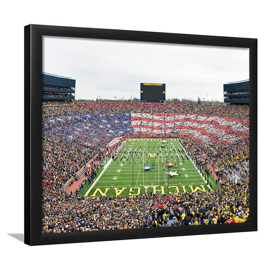 American Flag in Michigan Stadium, Stadium Canvas, Sport Art, Gift for him, Framed Art Print Wall Decor, Picture Framed