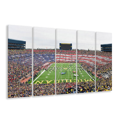 American Flag in Michigan Stadium, Stadium Canvas, Sport Art, 5 Panel B, Extra Large Canvas, Canvas Print Wall Art