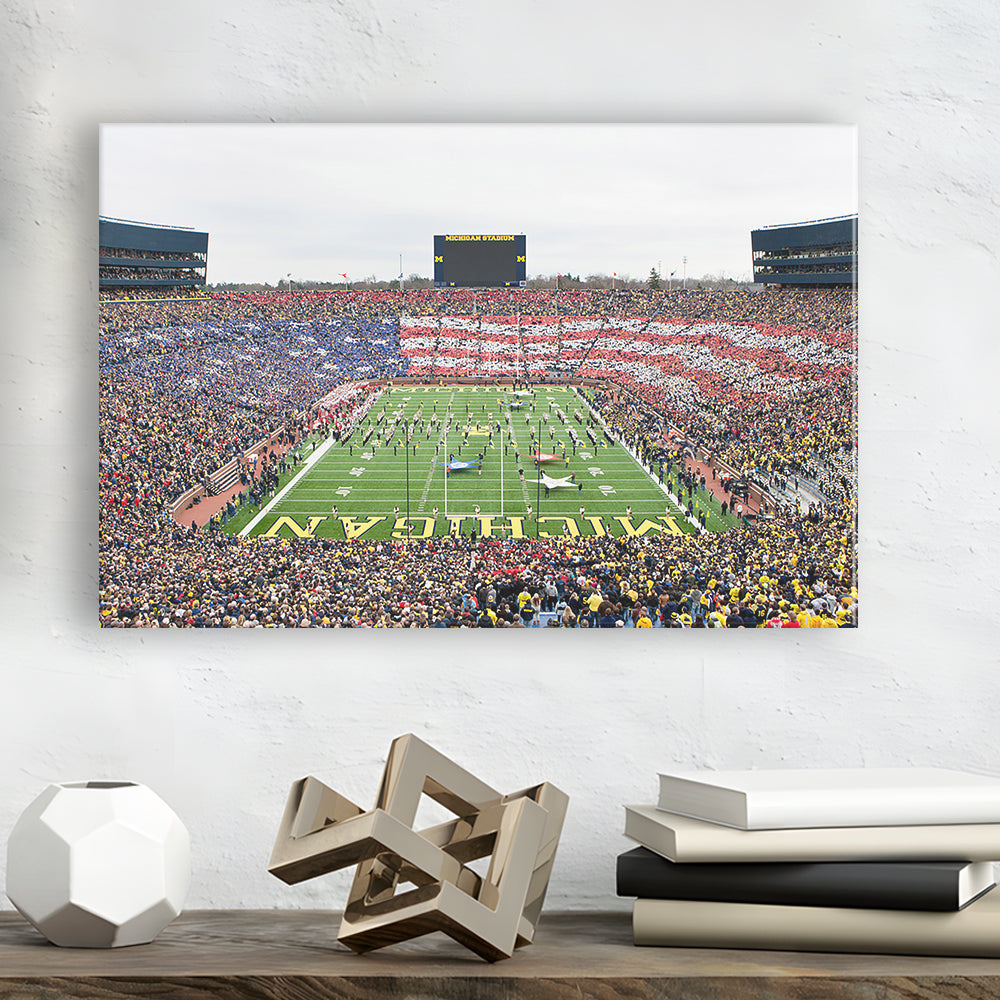 American Flag in Michigan Stadium, Stadium Canvas, Sport Art, Gift for him, Man Cave Decor, Art Print, Canvas Print Wall Art