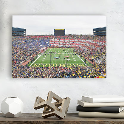 American Flag in Michigan Stadium, Stadium Canvas, Sport Art, Gift for him, Man Cave Decor, Art Print, Canvas Print Wall Art