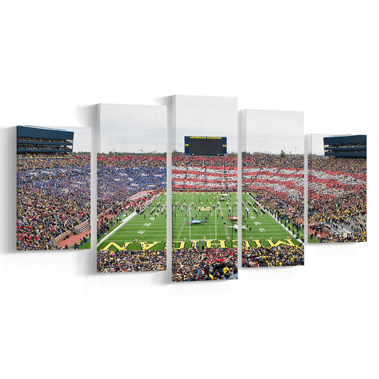 American Flag in Michigan Stadium, Stadium Canvas, Sport Art, Gift for him, 5 Panel, Large Canvas, Canvas Print Wall Art
