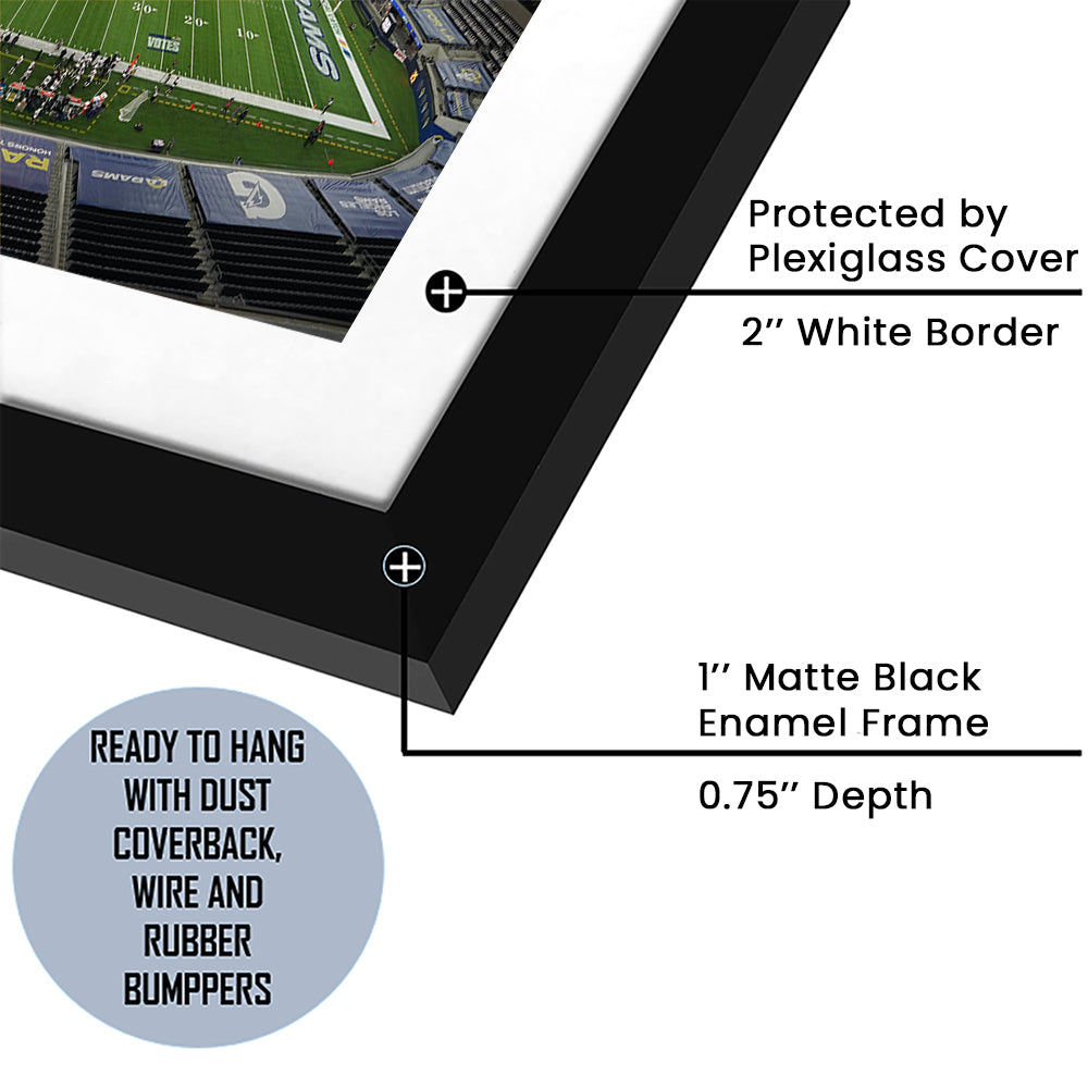 American Football, Stadium Canvas, Sport Art, Gift for him, White Border Framed Art Print Wall Decor