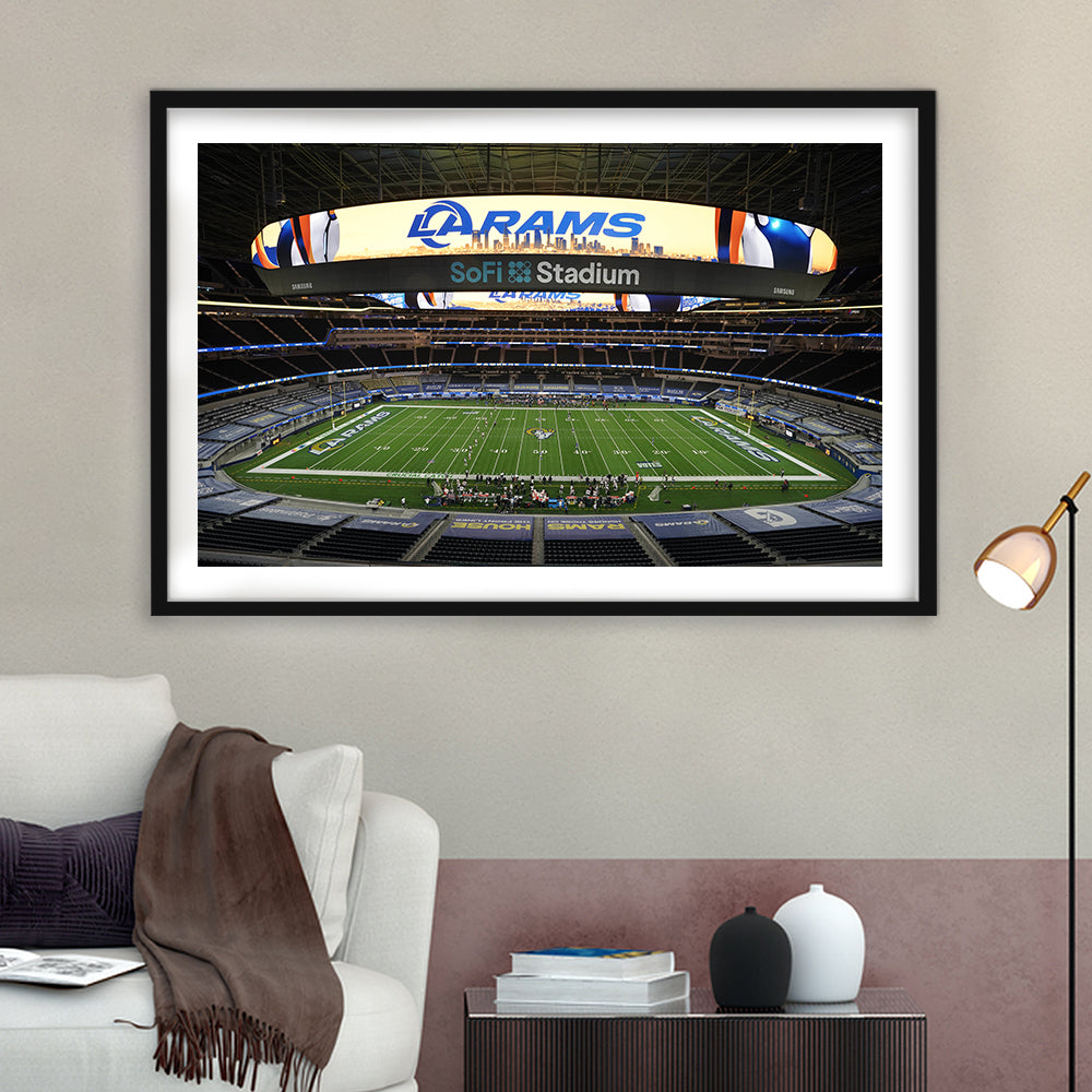 American Football, Stadium Canvas, Sport Art, Gift for him, White Border Framed Art Print Wall Decor