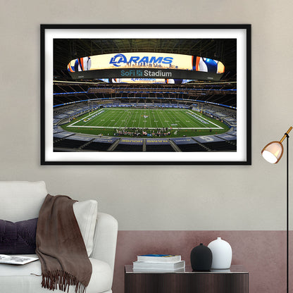 American Football, Stadium Canvas, Sport Art, Gift for him, White Border Framed Art Print Wall Decor
