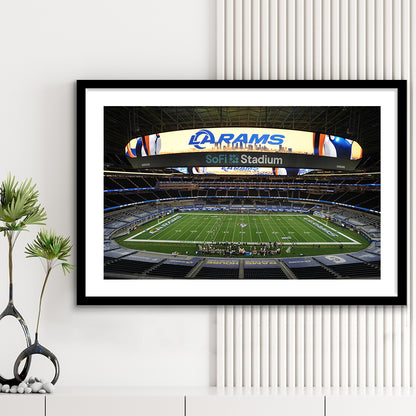 American Football, Stadium Canvas, Sport Art, Gift for him, White Border Framed Art Print Wall Decor
