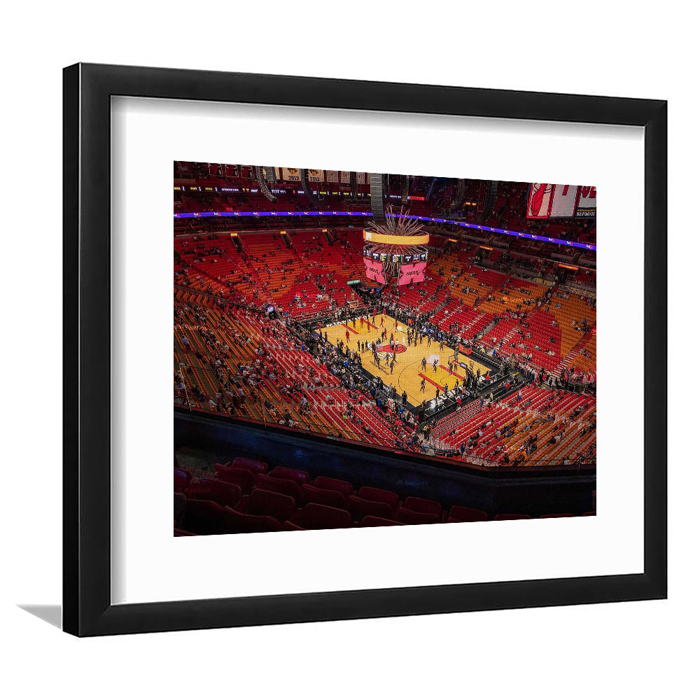American Heat Airline, Stadium Canvas, Sport Art, Gift for him, White Border Framed Art Print Wall Decor