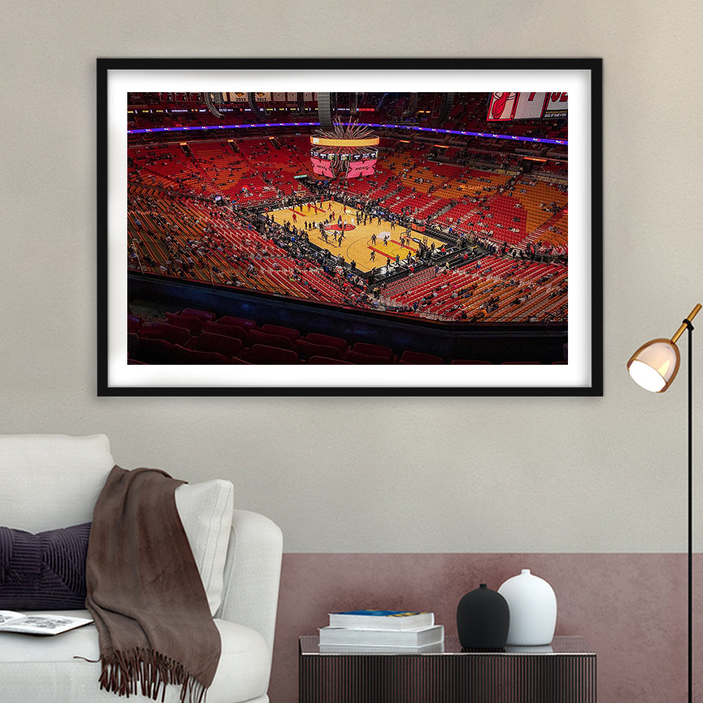 American Heat Airline, Stadium Canvas, Sport Art, Gift for him, White Border Framed Art Print Wall Decor