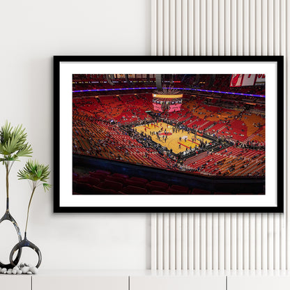American Heat Airline, Stadium Canvas, Sport Art, Gift for him, White Border Framed Art Print Wall Decor