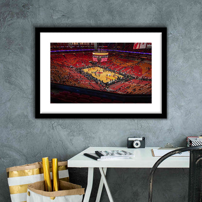 American Heat Airline, Stadium Canvas, Sport Art, Gift for him, White Border Framed Art Print Wall Decor