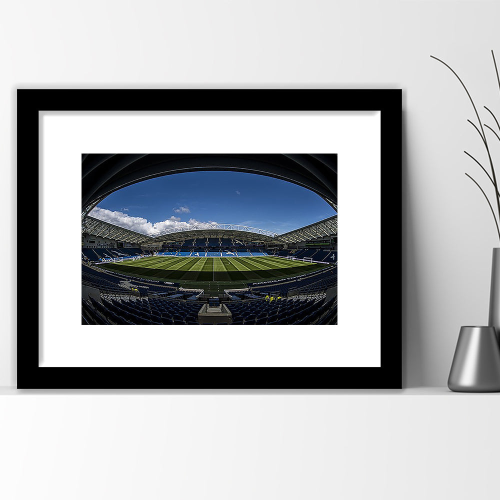 Amex Stadium, Stadium Canvas, Sport Art, Gift for him, White Border Framed Art Print Wall Decor