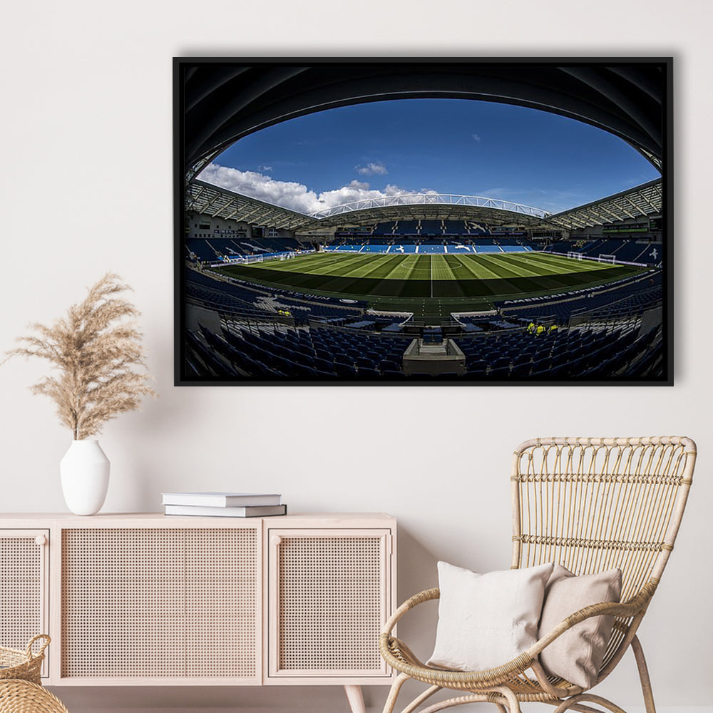 Amex Stadium, Stadium Canvas, Sport Art, Framed Canvas Print Wall Art, Floating Frame