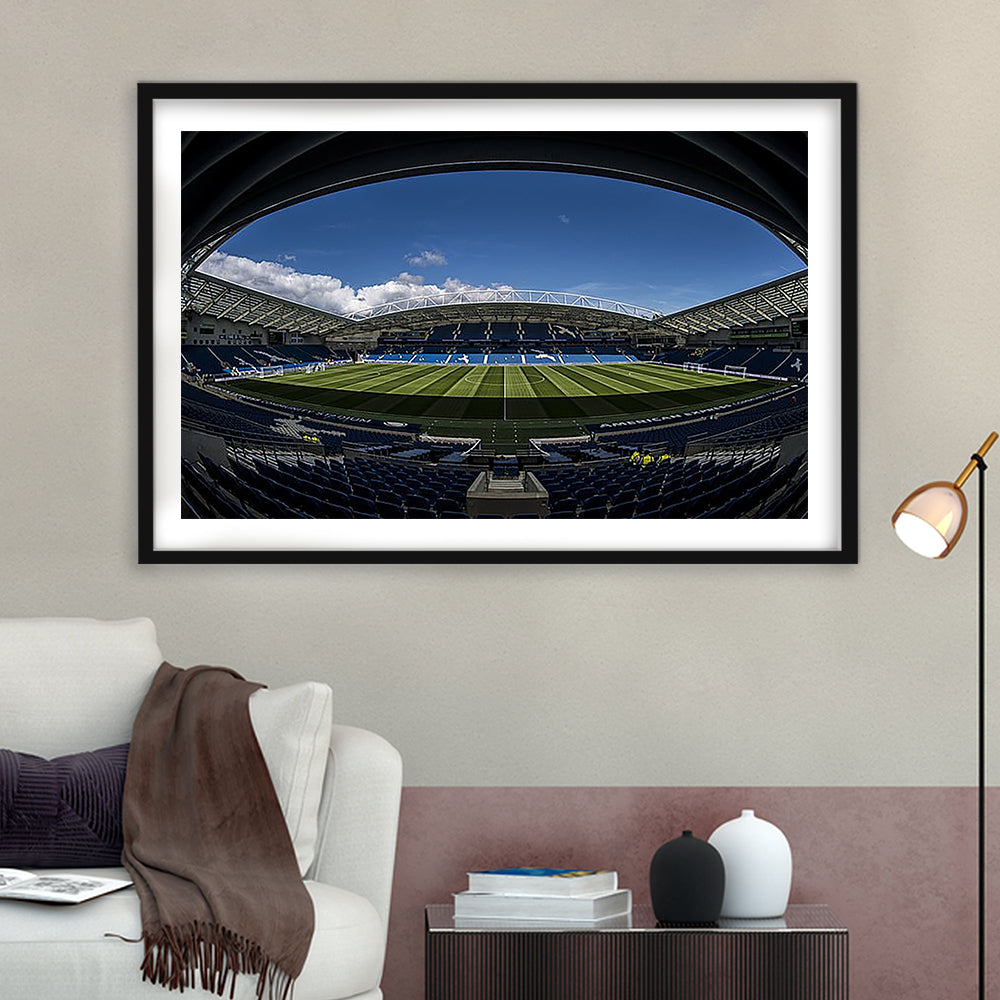 Amex Stadium, Stadium Canvas, Sport Art, Gift for him, White Border Framed Art Print Wall Decor