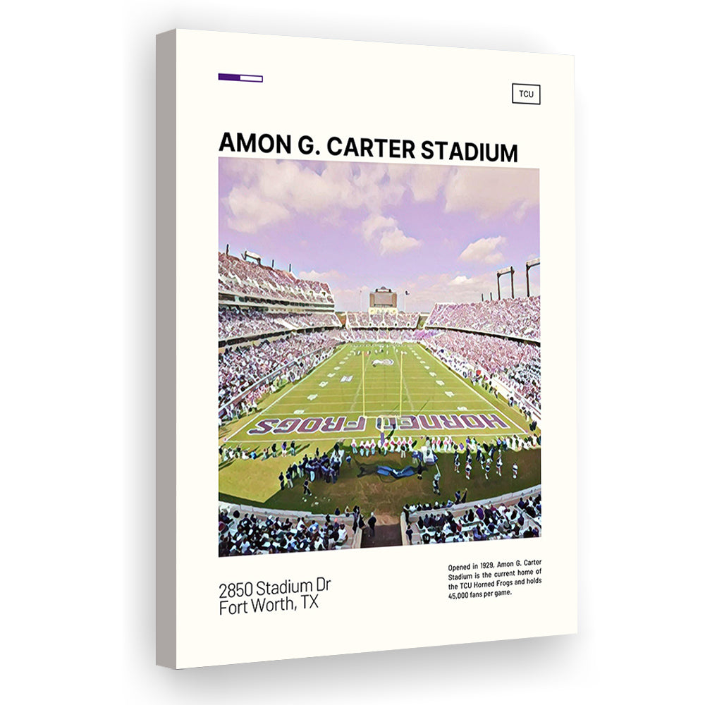 Amon G. Carter Stadium Print, TCU Horned Frogs Stadium Canvas Art, Fan Gifts, Sport Art, Canvas Print Wall Art