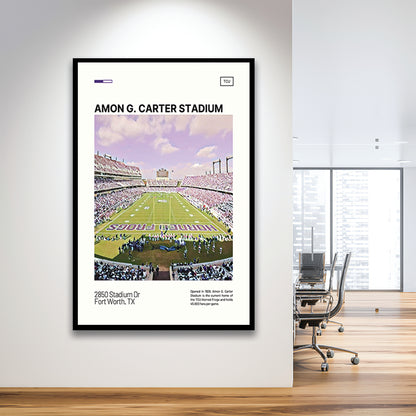 Amon G. Carter Stadium Print, TCU Horned Frogs Stadium Art, Gifts for him, Sport Art, Framed Art Print Wall Decor