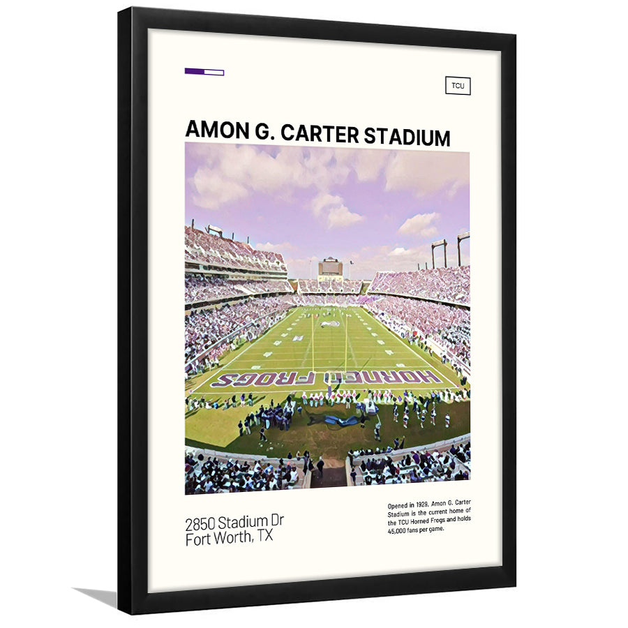 Amon G. Carter Stadium Print, TCU Horned Frogs Stadium Art, Gifts for him, Sport Art, Framed Art Print Wall Decor