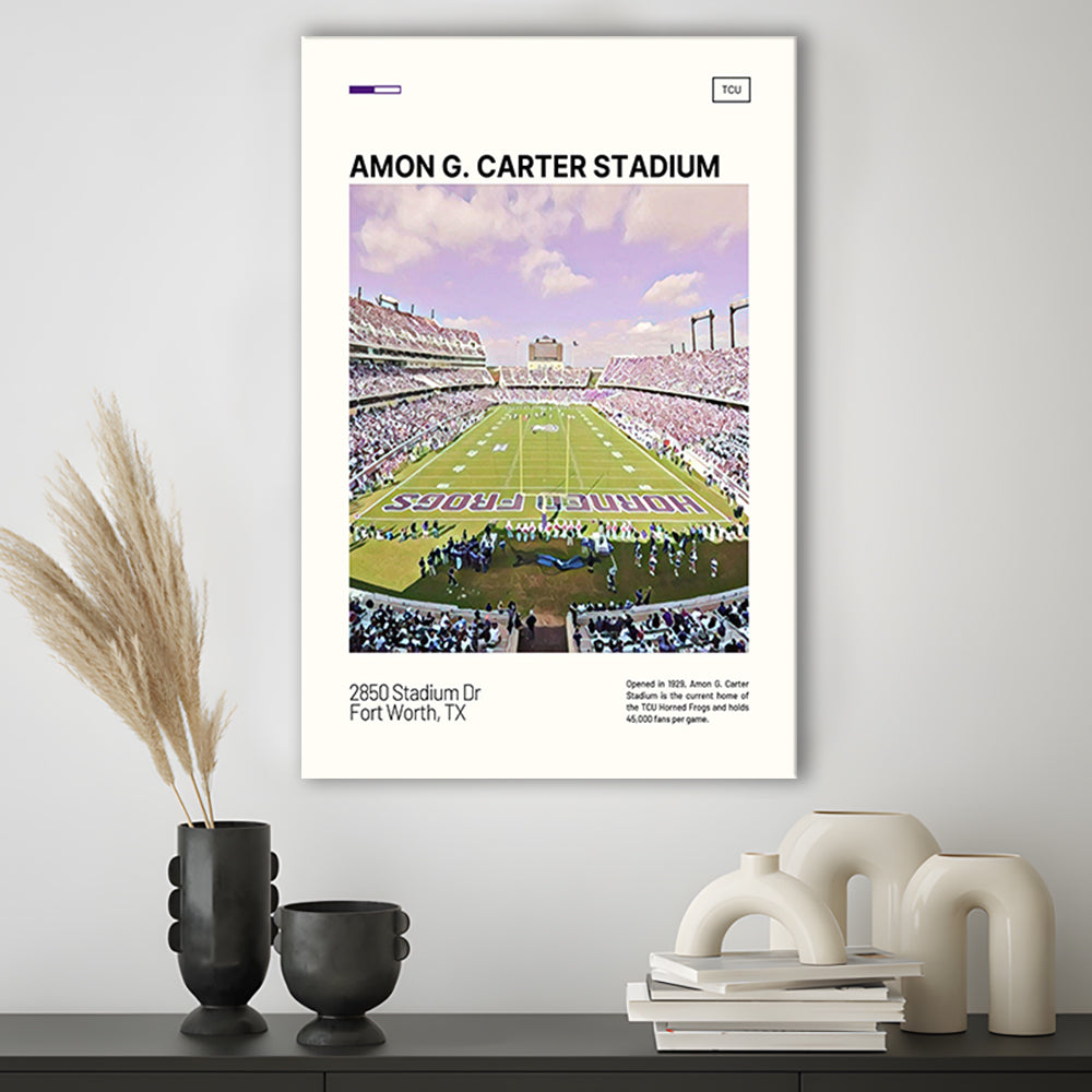 Amon G. Carter Stadium Print, TCU Horned Frogs Stadium Canvas Art, Fan Gifts, Sport Art, Canvas Print Wall Art