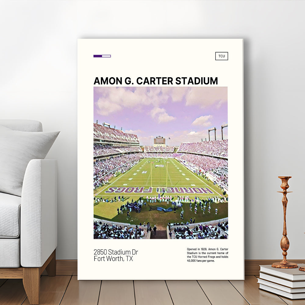 Amon G. Carter Stadium Print, TCU Horned Frogs Stadium Canvas Art, Fan Gifts, Sport Art, Canvas Print Wall Art