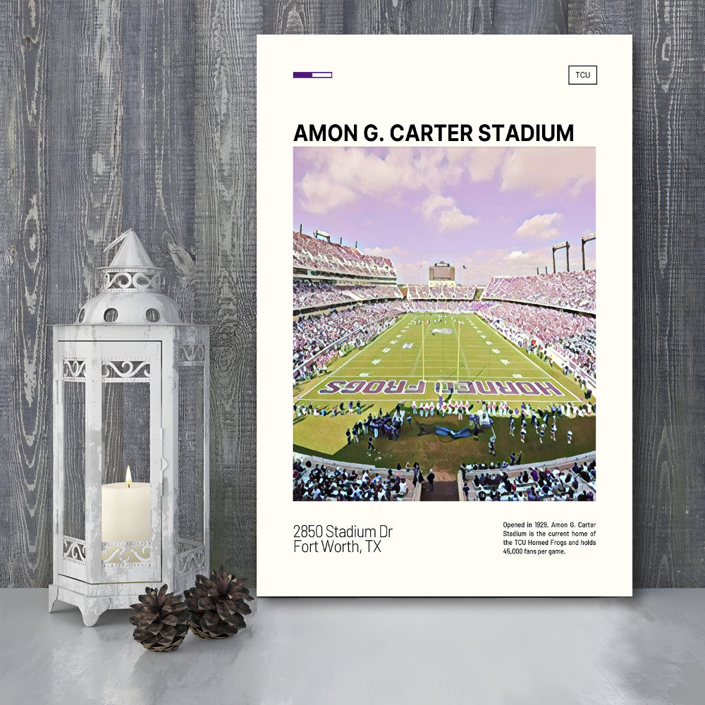 Amon G. Carter Stadium Print, TCU Horned Frogs Stadium Canvas Art, Fan Gifts, Sport Art, Canvas Print Wall Art