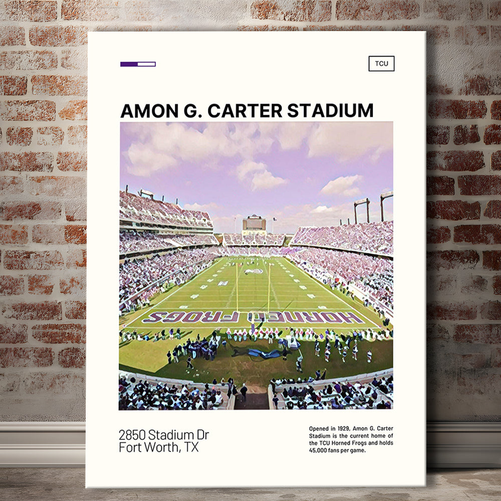 Amon G. Carter Stadium Print, TCU Horned Frogs Stadium Canvas Art, Fan Gifts, Sport Art, Canvas Print Wall Art