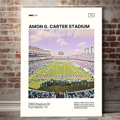 Amon G. Carter Stadium Print, TCU Horned Frogs Stadium Canvas Art, Fan Gifts, Sport Art, Canvas Print Wall Art