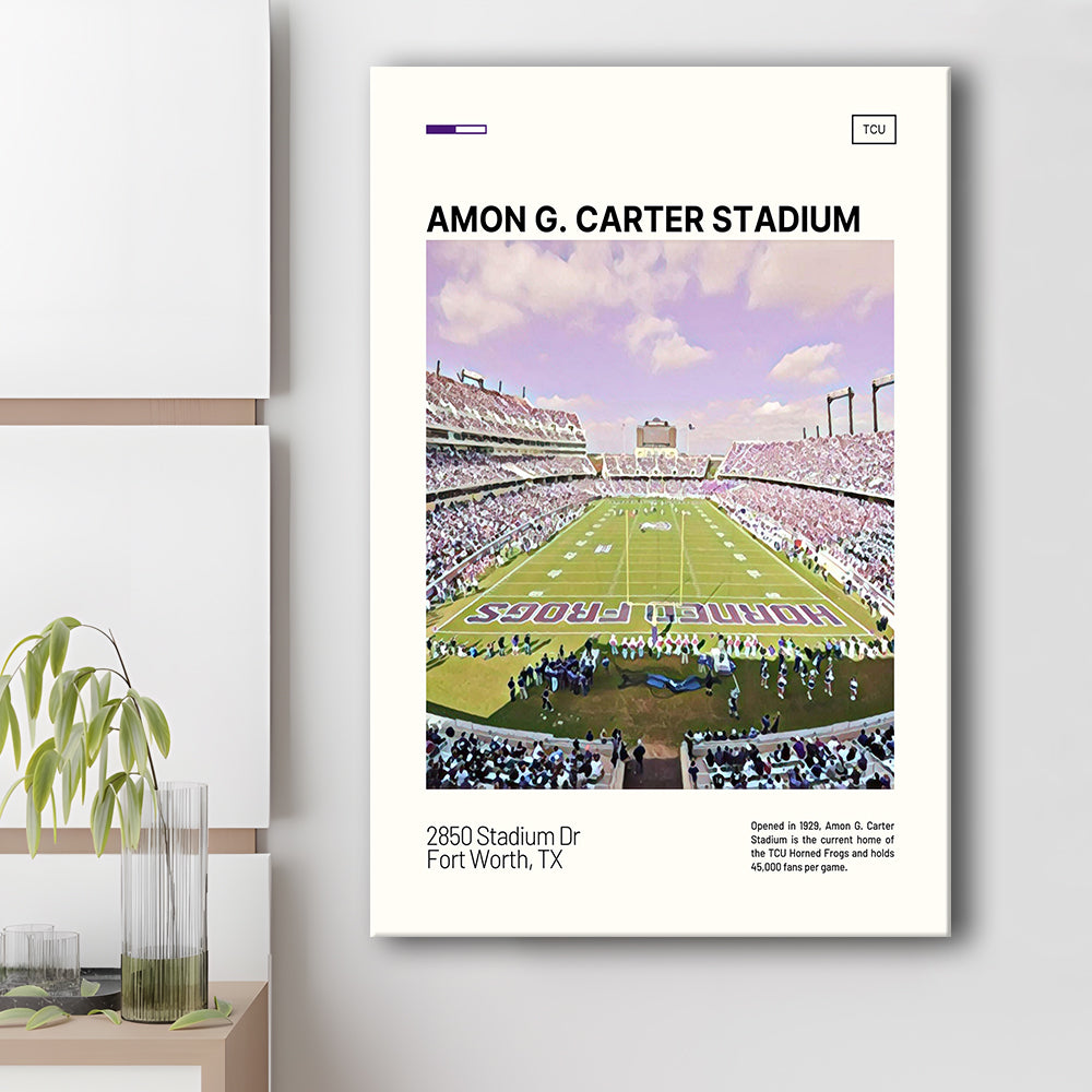 Amon G. Carter Stadium Print, TCU Horned Frogs Stadium Canvas Art, Fan Gifts, Sport Art, Canvas Print Wall Art