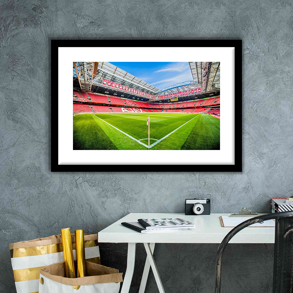 Amsterdam Arena, Stadium Canvas, Sport Art, Gift for him, White Border Framed Art Print Wall Decor