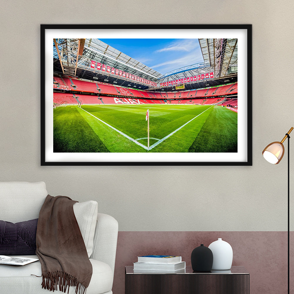 Amsterdam Arena, Stadium Canvas, Sport Art, Gift for him, White Border Framed Art Print Wall Decor