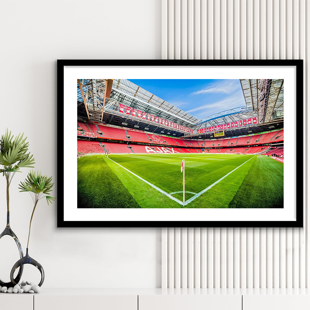Amsterdam Arena, Stadium Canvas, Sport Art, Gift for him, White Border Framed Art Print Wall Decor