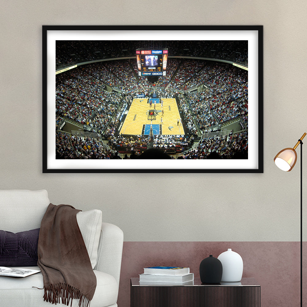 Amway Arena, Stadium Canvas, Sport Art, Gift for him, White Border Framed Art Print Wall Decor