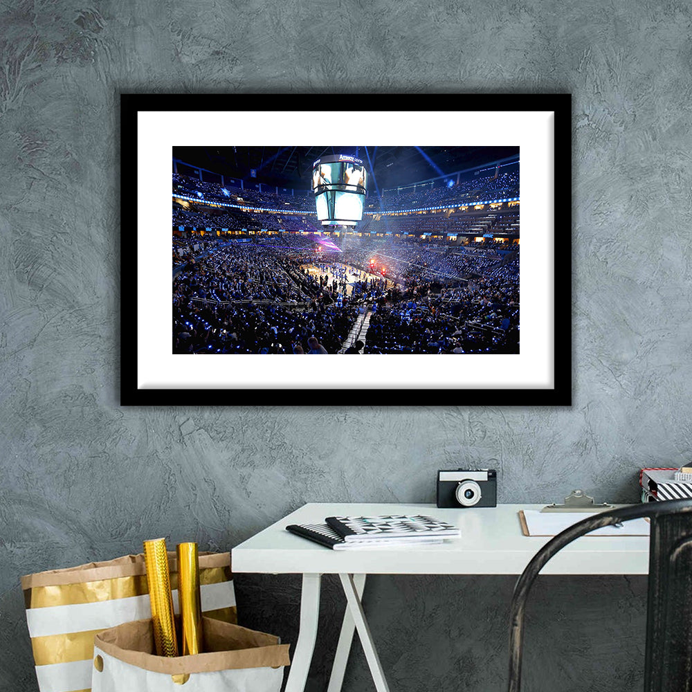Amway Center General, Stadium Canvas, Sport Art, Gift for him, White Border Framed Art Print Wall Decor