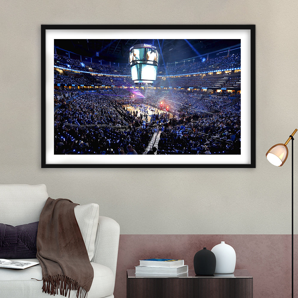 Amway Center General, Stadium Canvas, Sport Art, Gift for him, White Border Framed Art Print Wall Decor