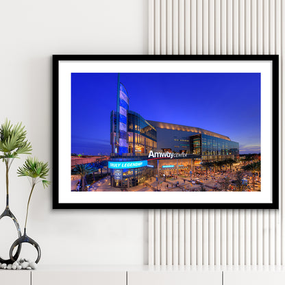 Amway Center Pic, Stadium Canvas, Sport Art, Gift for him, White Border Framed Art Print Wall Decor