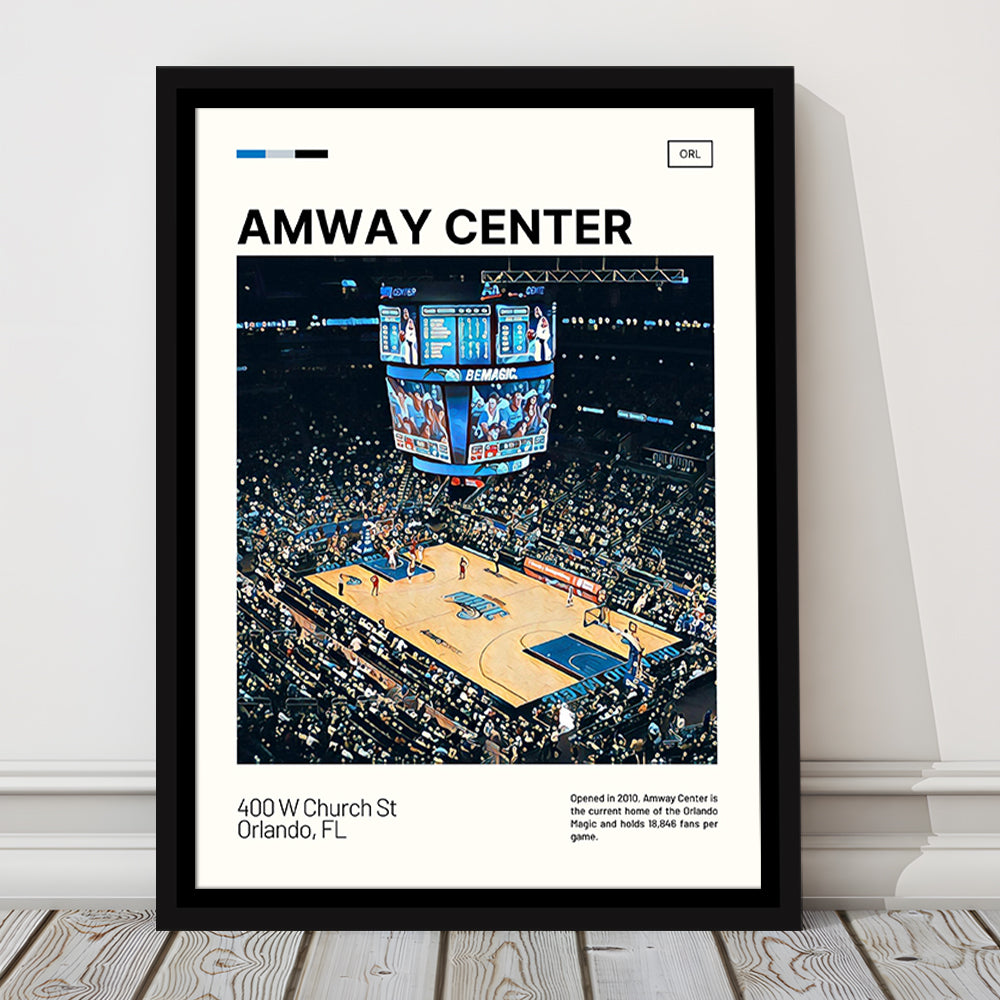Amway Center Stadium Print, Orlando Magic Stadium Canvas Art, Man Cave Gift, Floating Framed Canvas Print Wall Art
