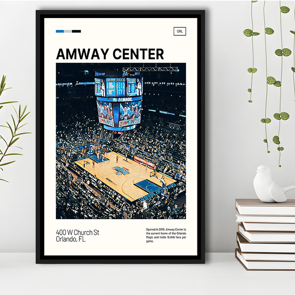 Amway Center Stadium Print, Orlando Magic Stadium Canvas Art, Man Cave Gift, Floating Framed Canvas Print Wall Art