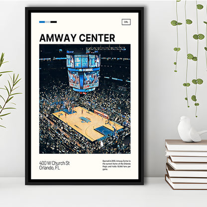 Amway Center Stadium Print, Orlando Magic Stadium Canvas Art, Man Cave Gift, Floating Framed Canvas Print Wall Art