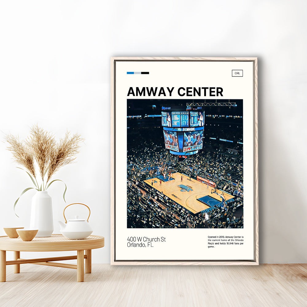 Amway Center Stadium Print, Orlando Magic Stadium Canvas Art, Man Cave Gift, Floating Framed Canvas Print Wall Art