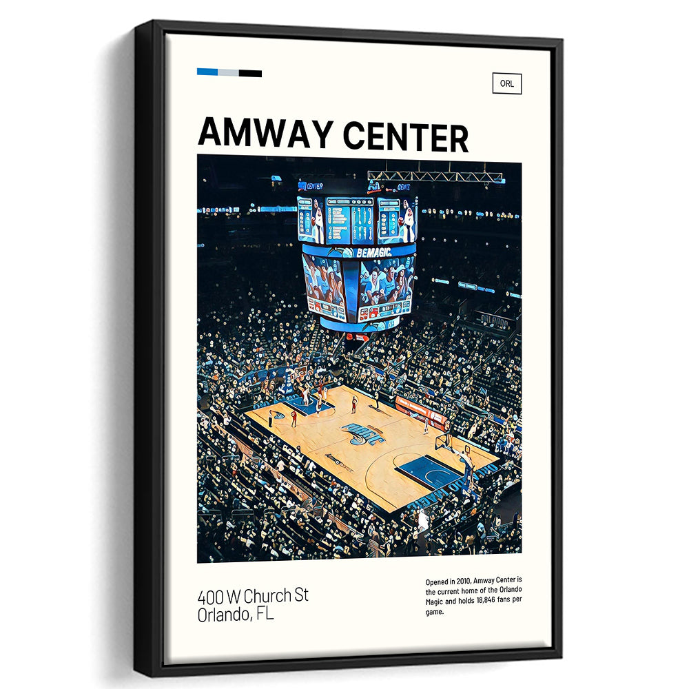 Amway Center Stadium Print, Orlando Magic Stadium Canvas Art, Man Cave Gift, Floating Framed Canvas Print Wall Art