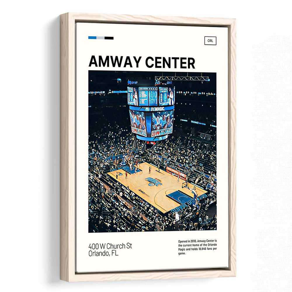 Amway Center Stadium Print, Orlando Magic Stadium Canvas Art, Man Cave Gift, Floating Framed Canvas Print Wall Art
