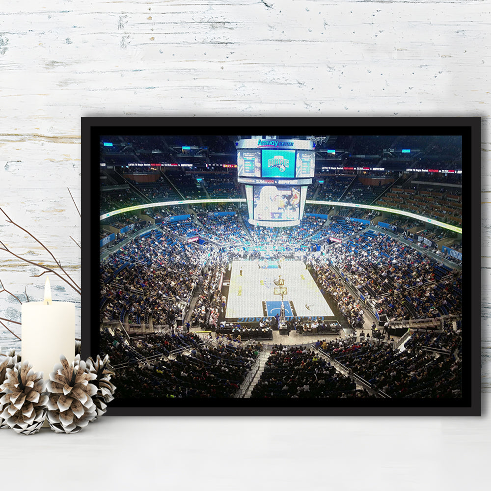 Amway Center, Stadium Canvas, Sport Art, Framed Canvas Print Wall Art, Floating Frame