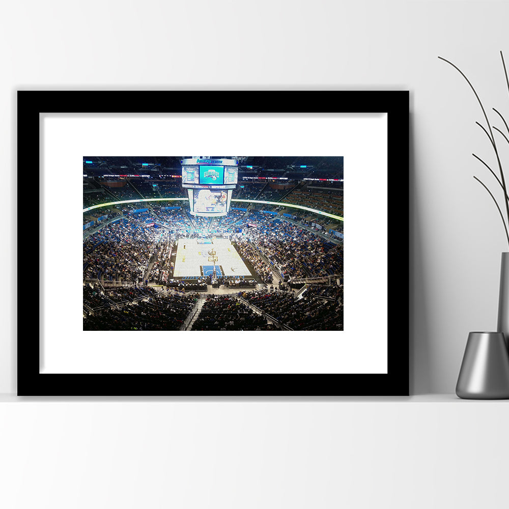 Amway Center, Stadium Canvas, Sport Art, Gift for him, White Border Framed Art Print Wall Decor