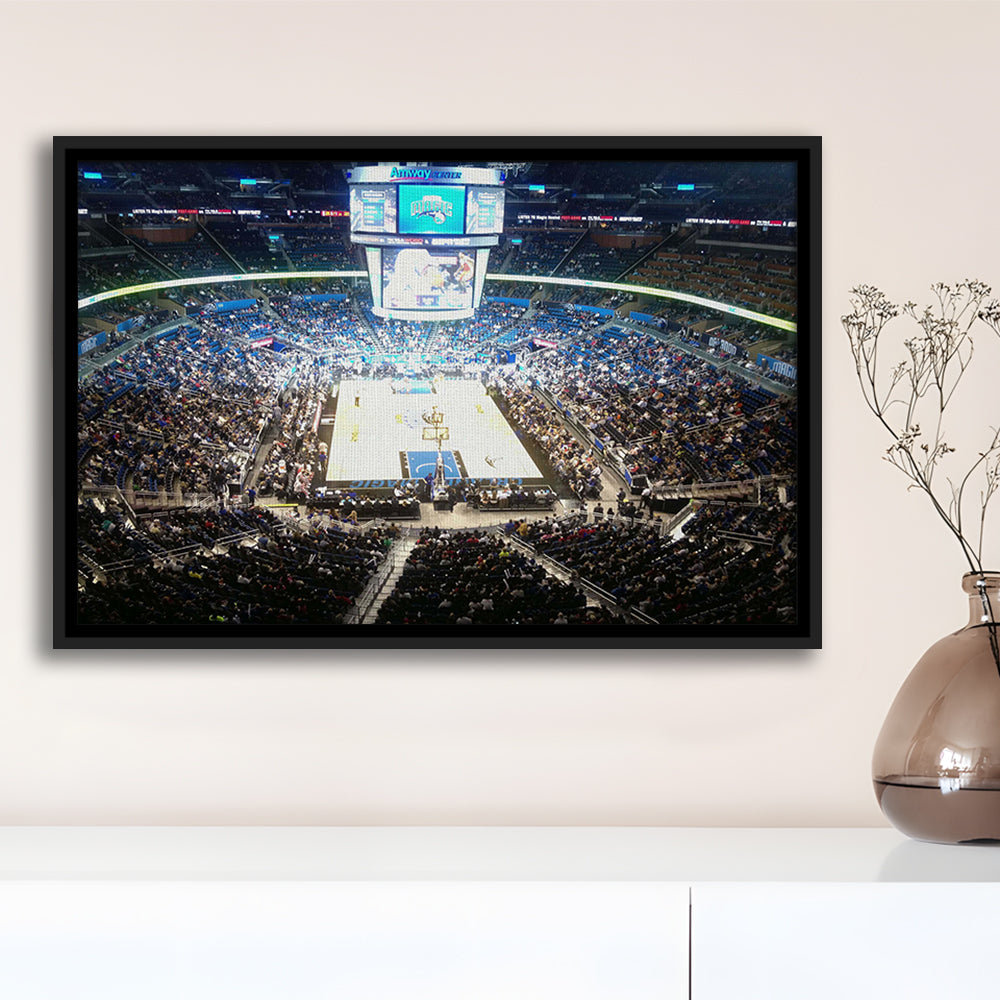 Amway Center, Stadium Canvas, Sport Art, Framed Canvas Print Wall Art, Floating Frame