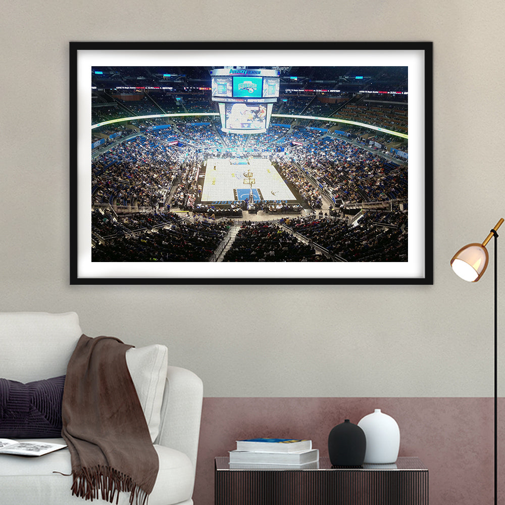 Amway Center, Stadium Canvas, Sport Art, Gift for him, White Border Framed Art Print Wall Decor