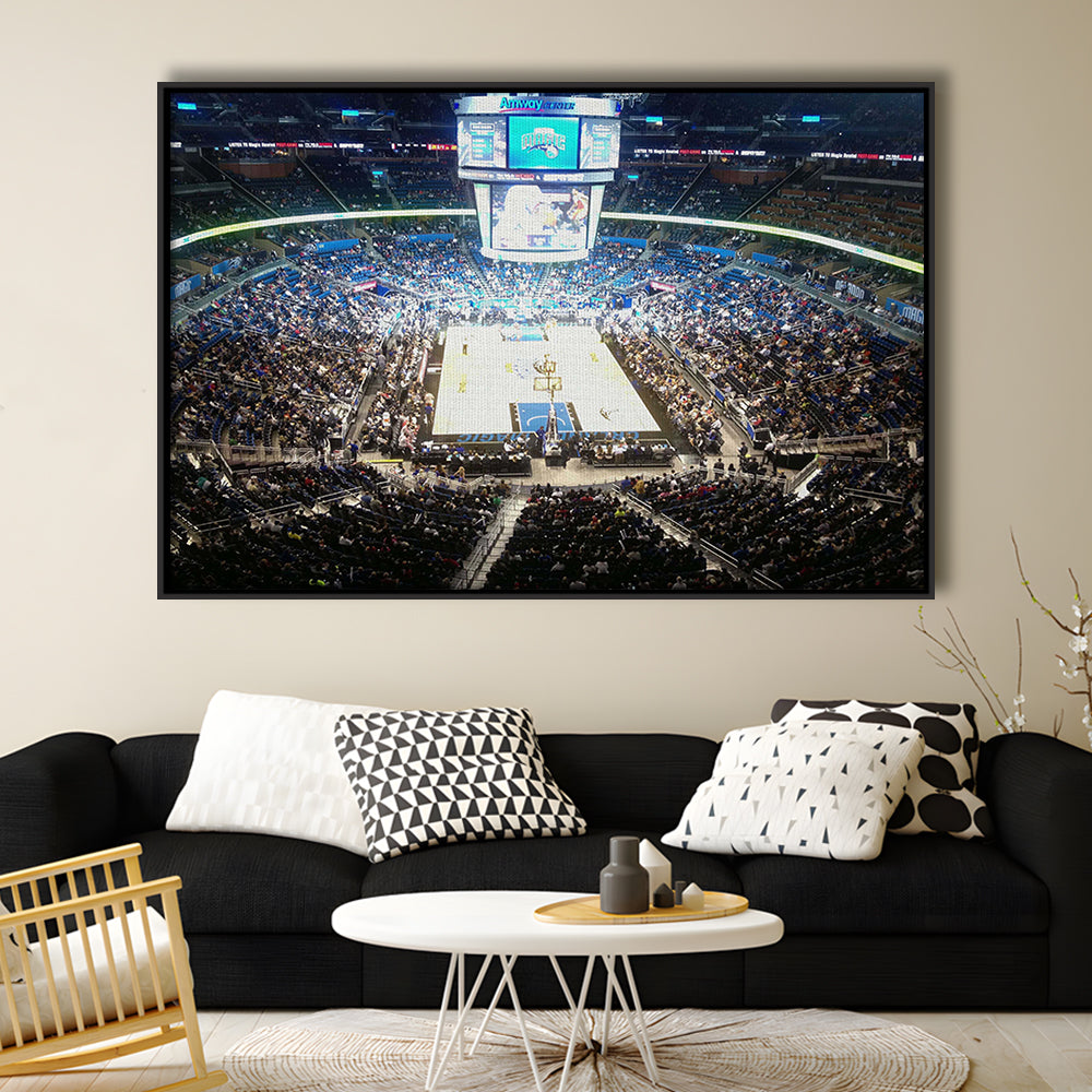 Amway Center, Stadium Canvas, Sport Art, Framed Canvas Print Wall Art, Floating Frame