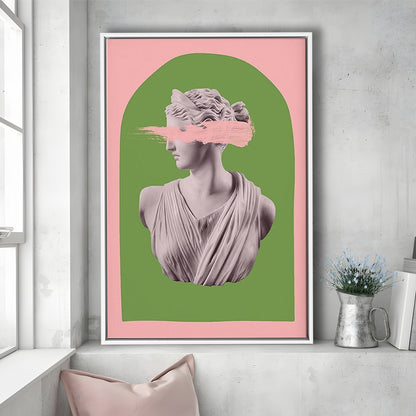 Ancient Aesthetic Statue Head Print Artemis Print Wall Art Green Wall Print, Framed Canvas Prints Wall Art