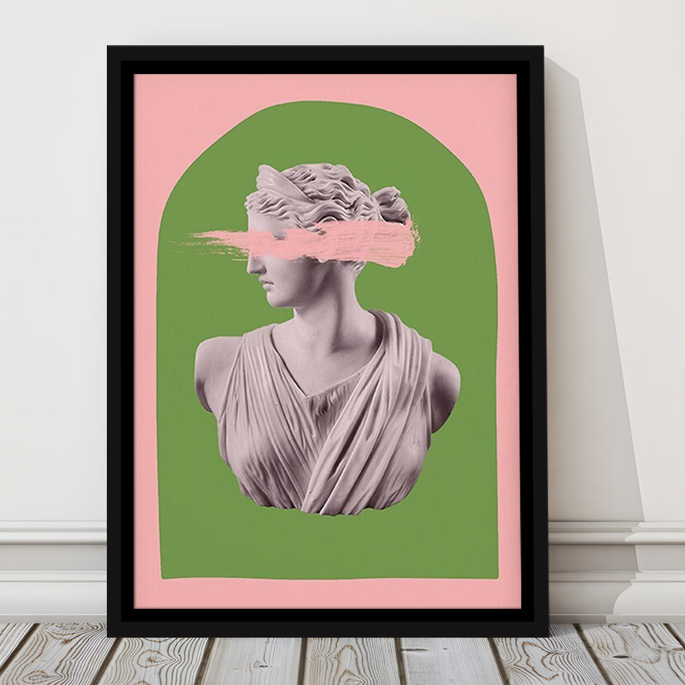 Ancient Aesthetic Statue Head Print Artemis Print Wall Art Green Wall Print, Framed Canvas Prints Wall Art