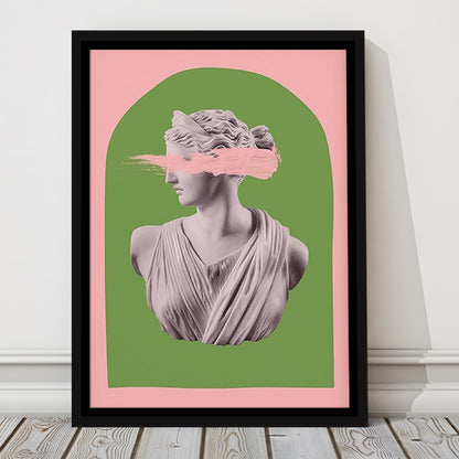 Ancient Aesthetic Statue Head Print Artemis Print Wall Art Green Wall Print, Framed Canvas Prints Wall Art